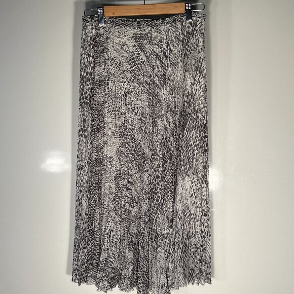 Garnet Hill SZ4 Snakeskin Micro Pleated Midi Skirt Career Old Money Capsule Prep - Picture 6 of 10